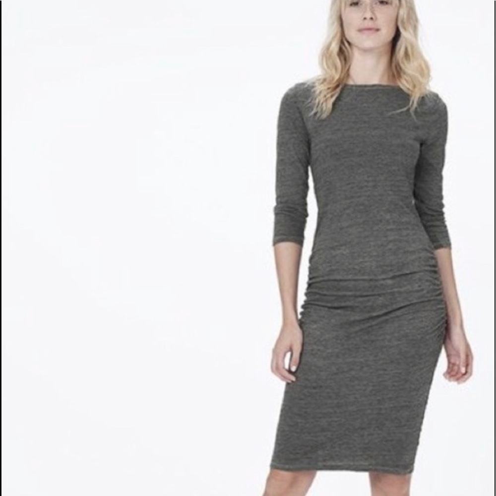 James Perse Melange Jersey Gray Ruched Dress